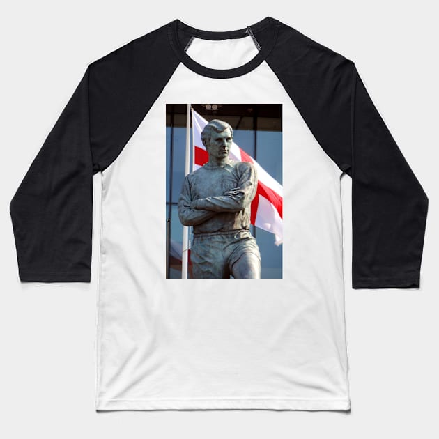 Bobby Moore Statue England Flag Wembley Stadium Baseball T-Shirt by AndyEvansPhotos